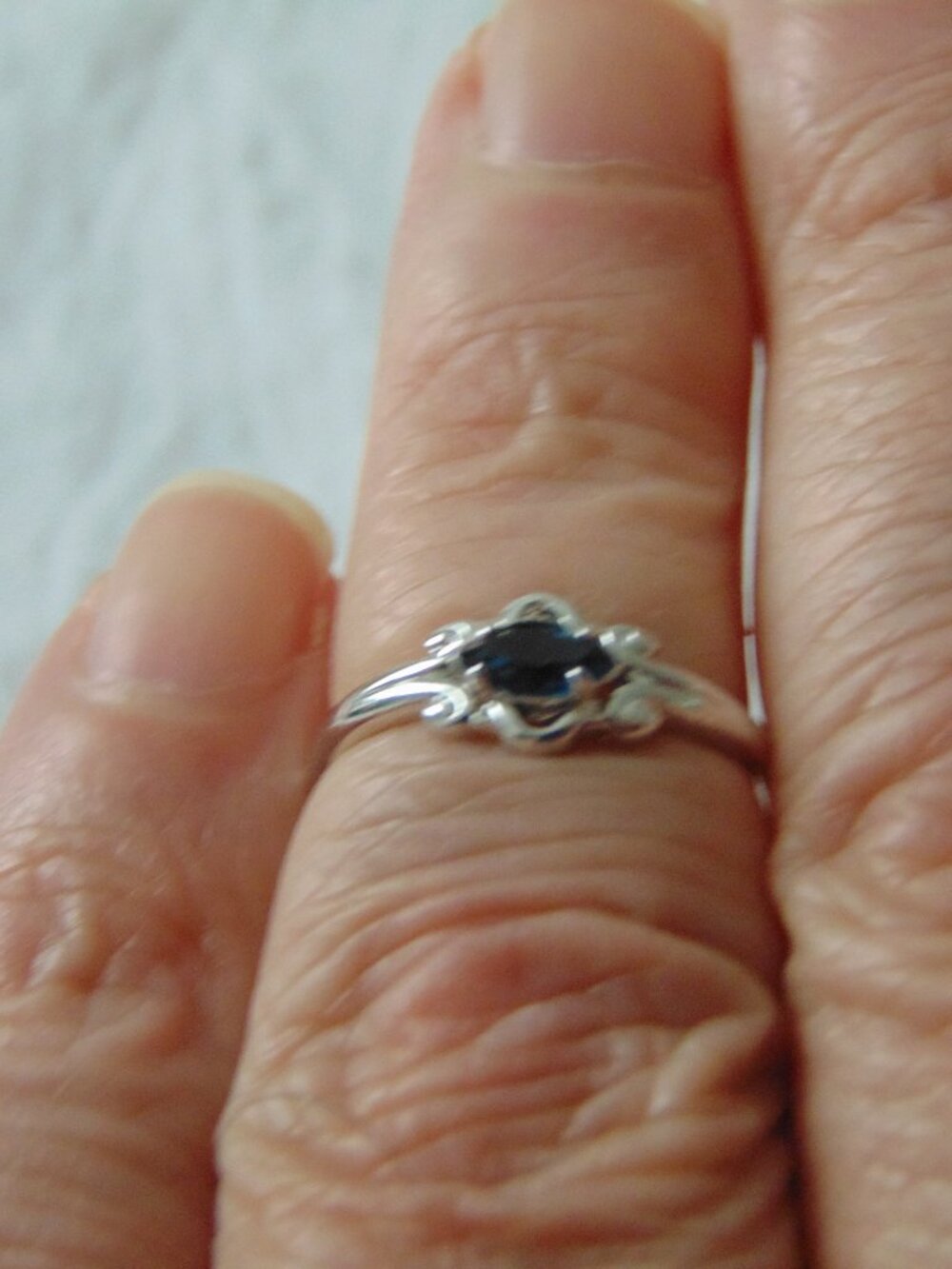vintage Esposito gold filled silver blue stone ring sz.6